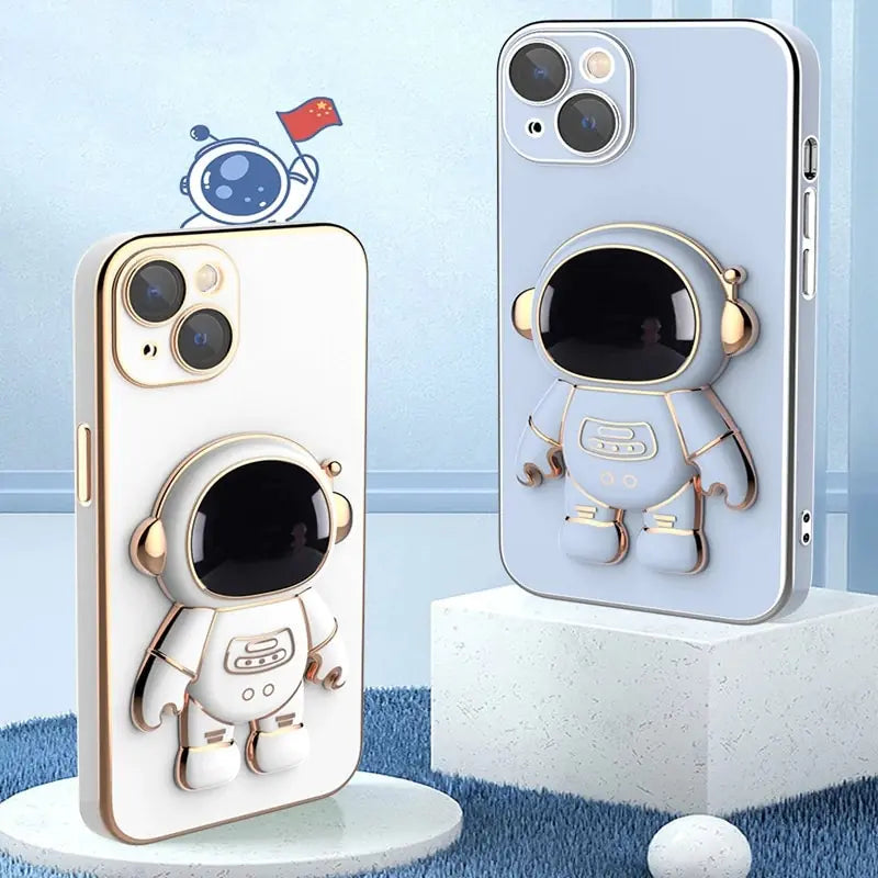 Funda para teléfono con soporte y diseño de astronauta en 3D