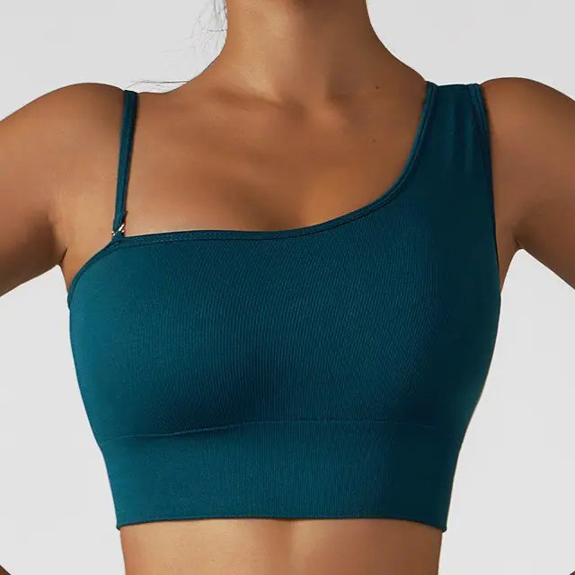 Ropa de yoga sexy con hombros oblicuos para verano