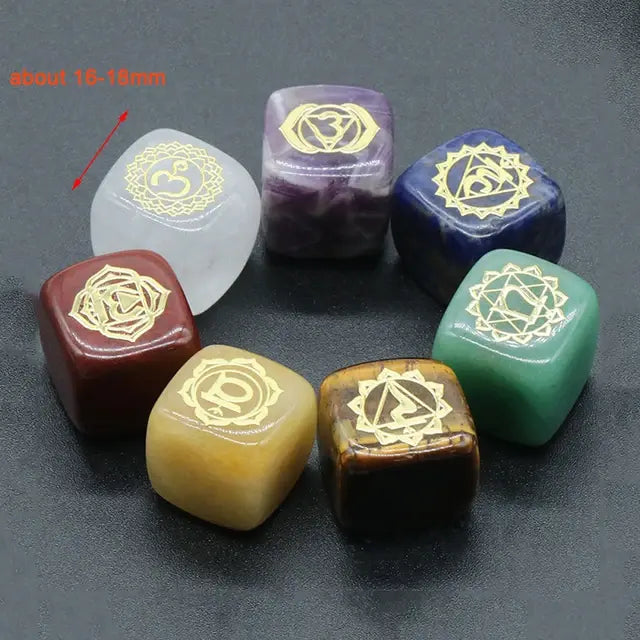 Engraved Heart Chakra Natural Crystal Stones Quartz Set