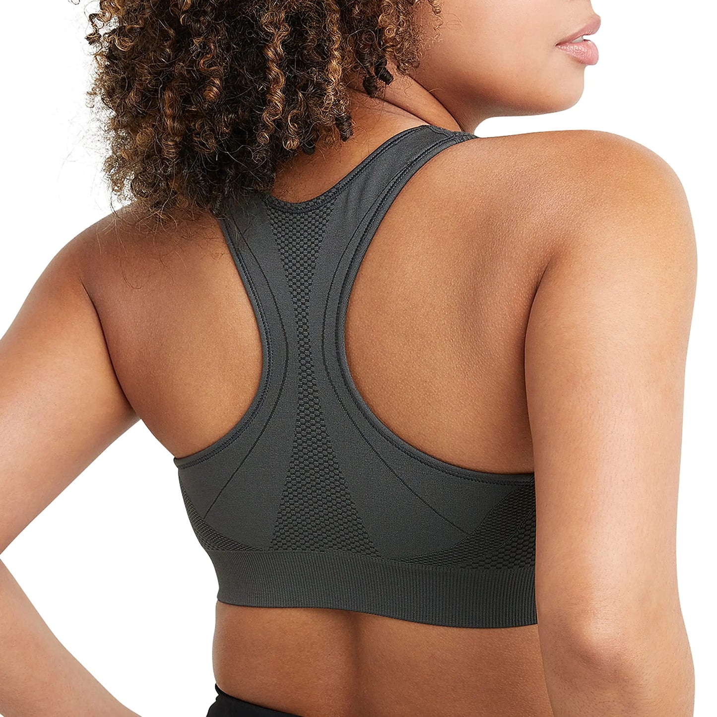 Champion Women's Sports Bra, Infinity Racerback, Moderate Support, Seamless Sports Bra for Women Medium Asphalt