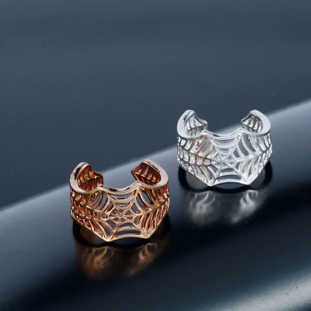 Anillos de murciélago Kinitial hechos a mano con diseño de telaraña y cola de animal, joyería con diseño de rompecabezas, anillo abierto y ajustable, venta al por mayor de bisutería