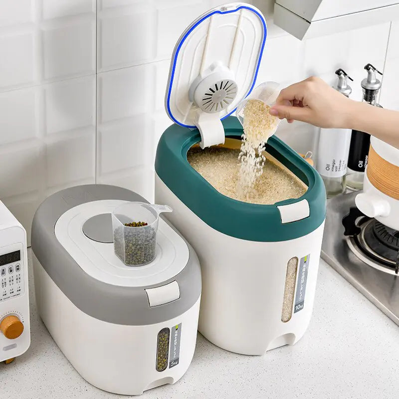 Contenedor automático para arroz en la cocina