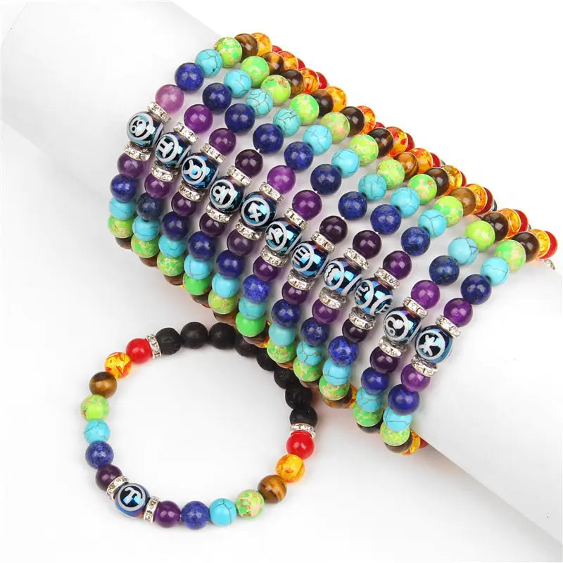 Pulsera de constelación de chakras con joyas de cristal