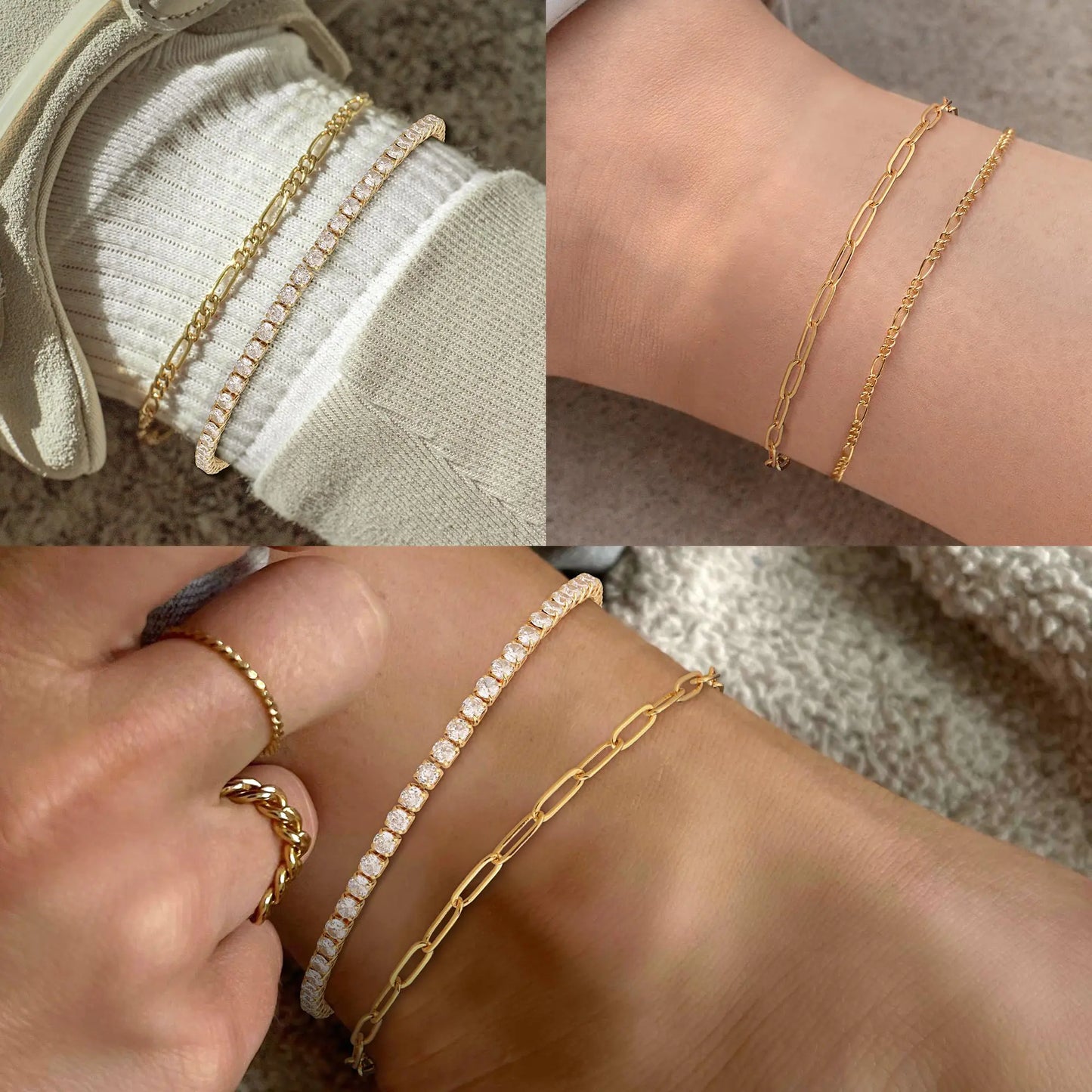 14K Gold/Sterling Silver Plated Anklet Bracelet