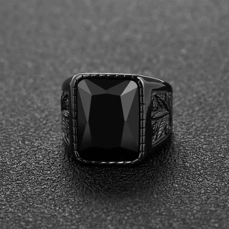 Anillo de acero inoxidable con piedra estilo hip hop para hombre de Jiayiqi