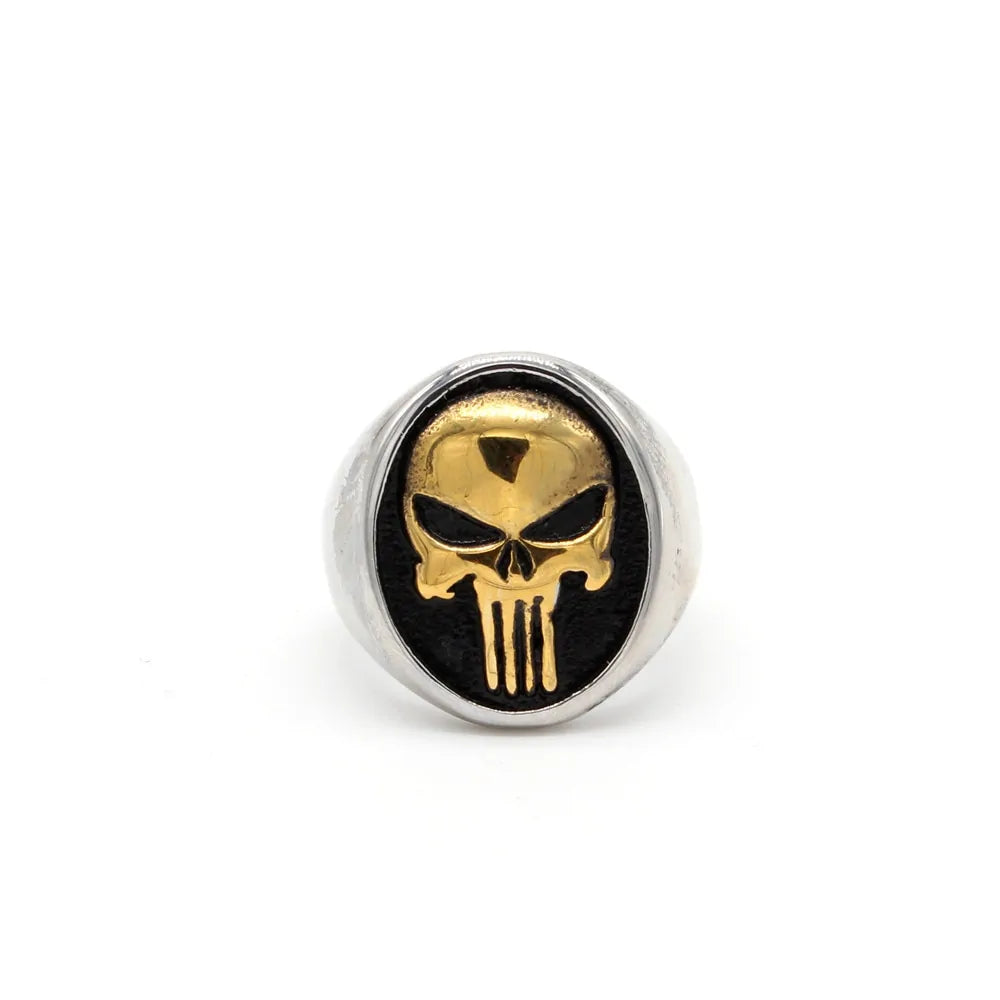 Anillo de calavera de Punisher: joyería de moda de acero inoxidable para motociclistas (HF694)