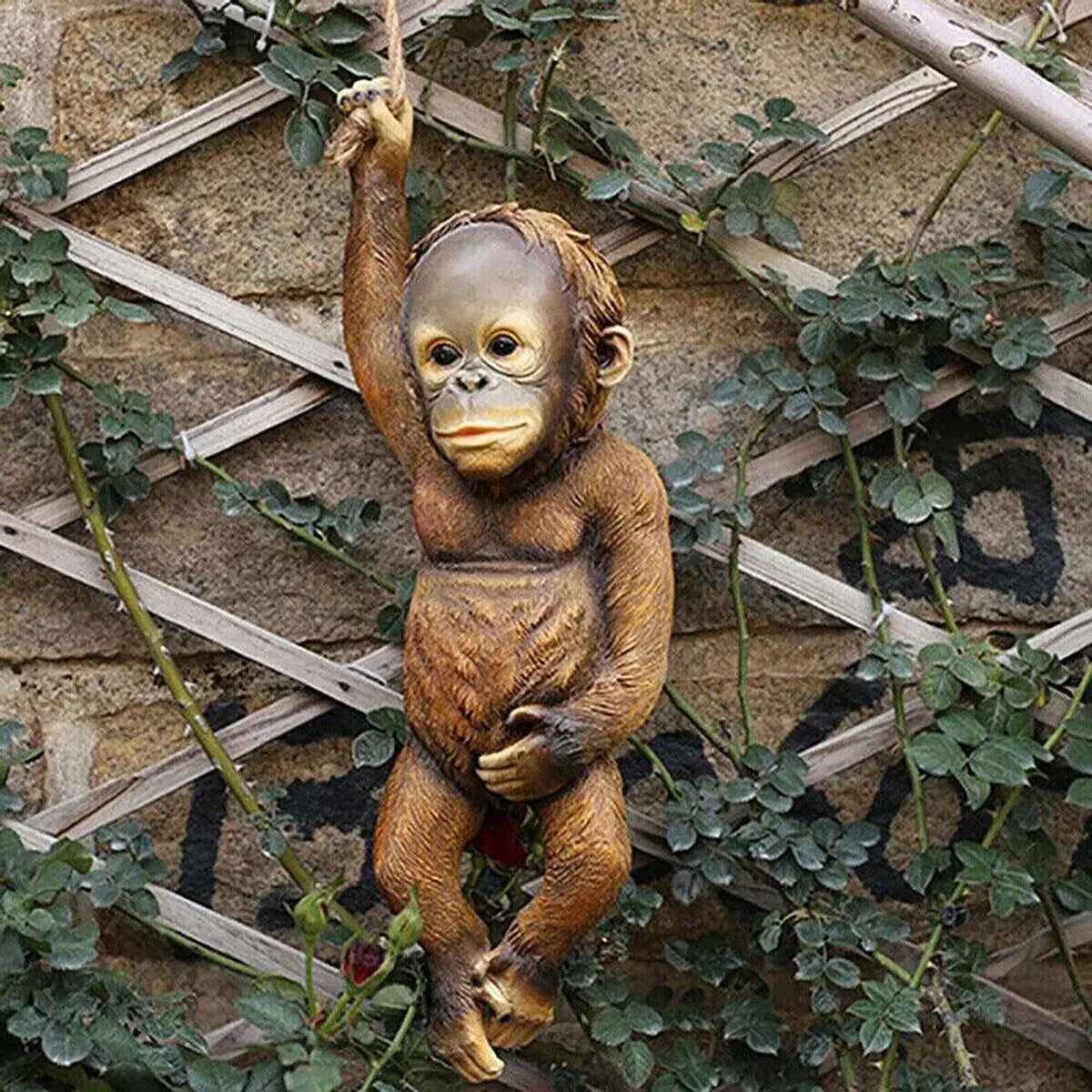 Estatua de mono colgante para jardín