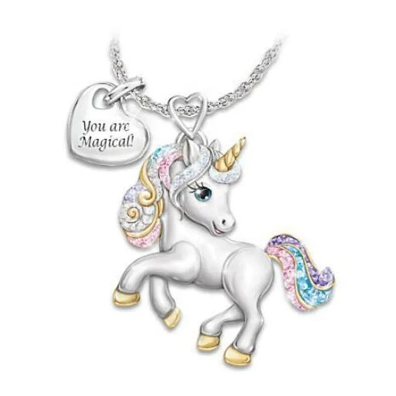 Colorful Zircon Unicorn Necklace: Wholesale Romantic Jewelry