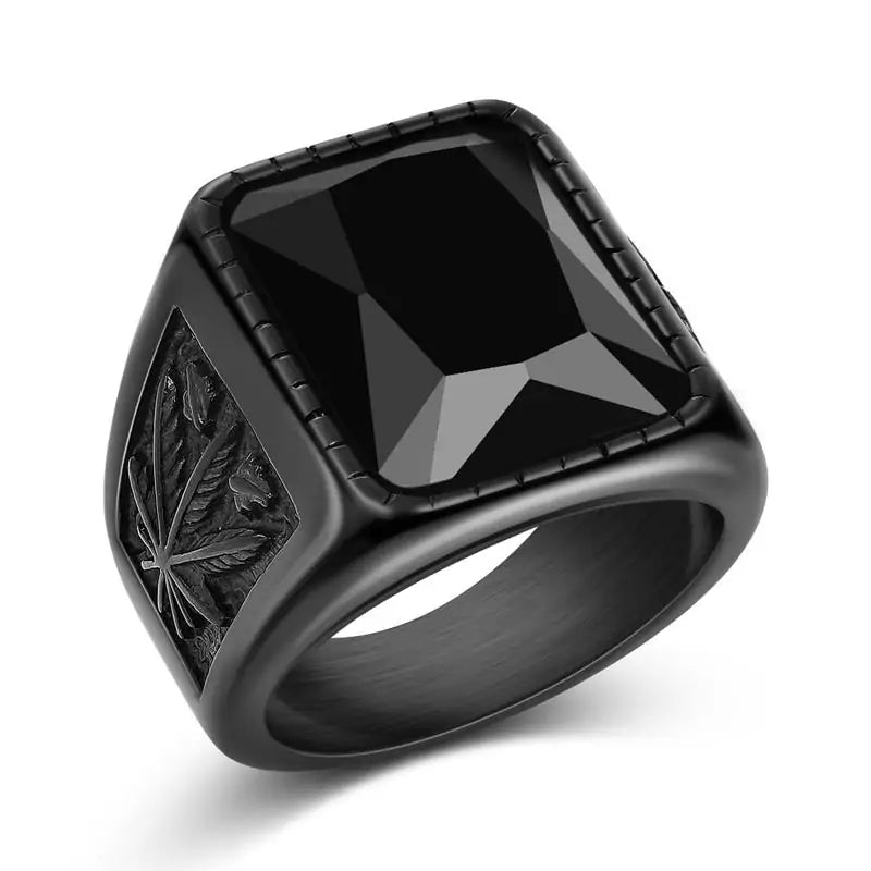 Anillo de acero inoxidable con piedra estilo hip hop para hombre de Jiayiqi