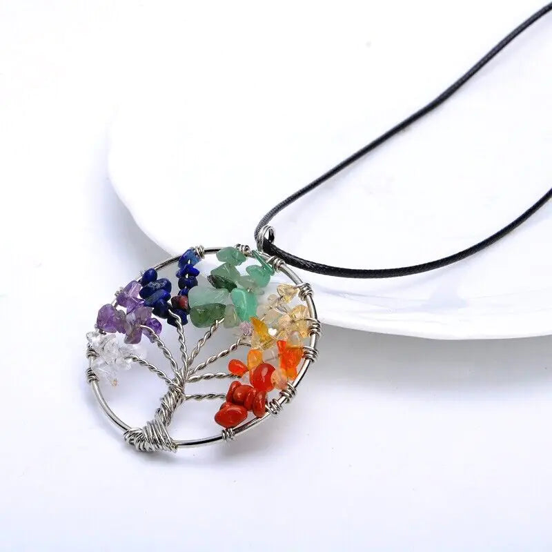 Tree of Life Chakra Natural Gemstone Necklace