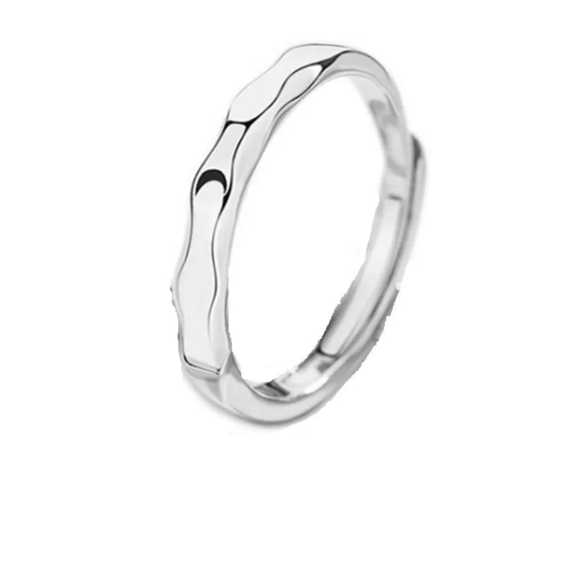 Anillo ajustable minimalista de plata con sol y luna: joyería de compromiso para parejas