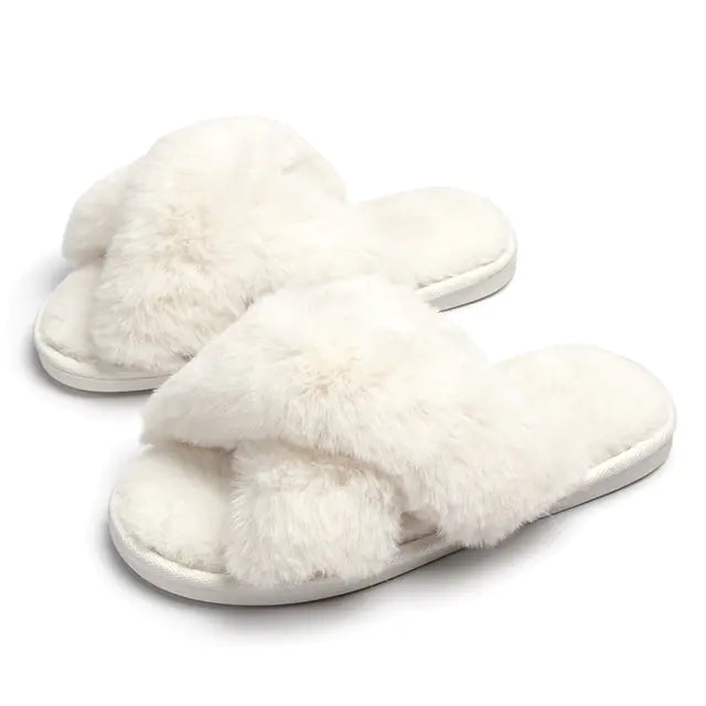 Pantuflas peludas de invierno para mujer para el hogar