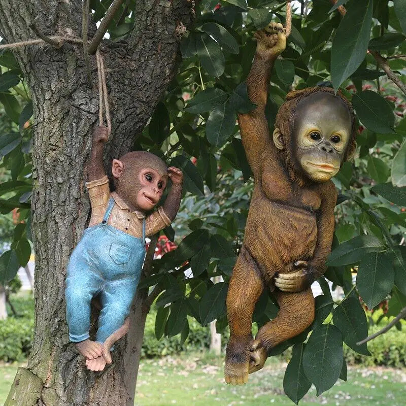 Estatua de mono colgante para jardín