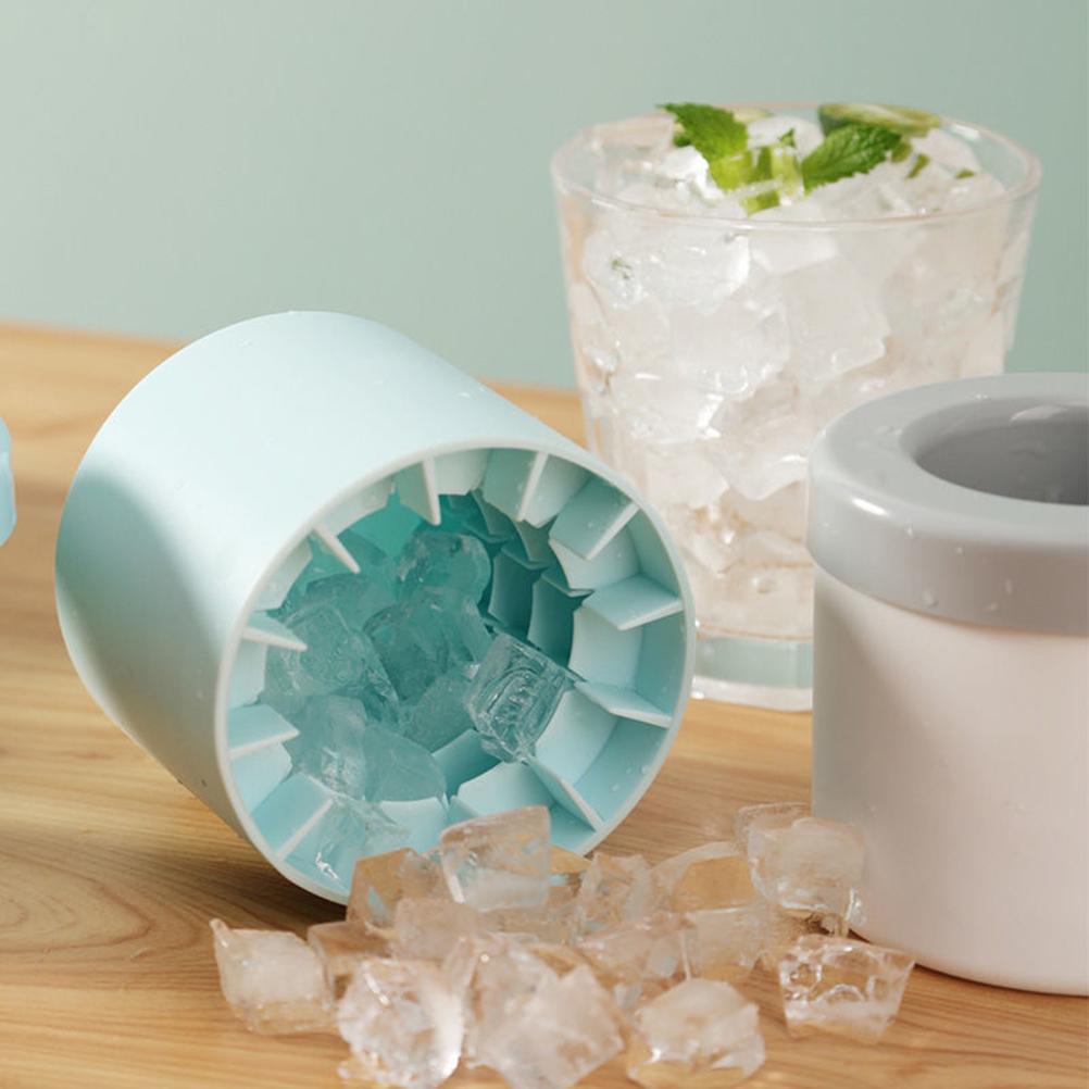 Cubo para fabricar hielo portátil con forma de cilindro de silicona