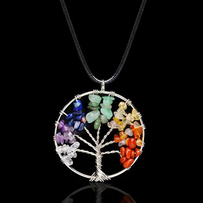 Tree of Life Chakra Natural Gemstone Necklace