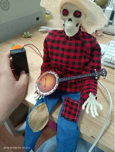 Banjo con esqueleto para decoración de Halloween