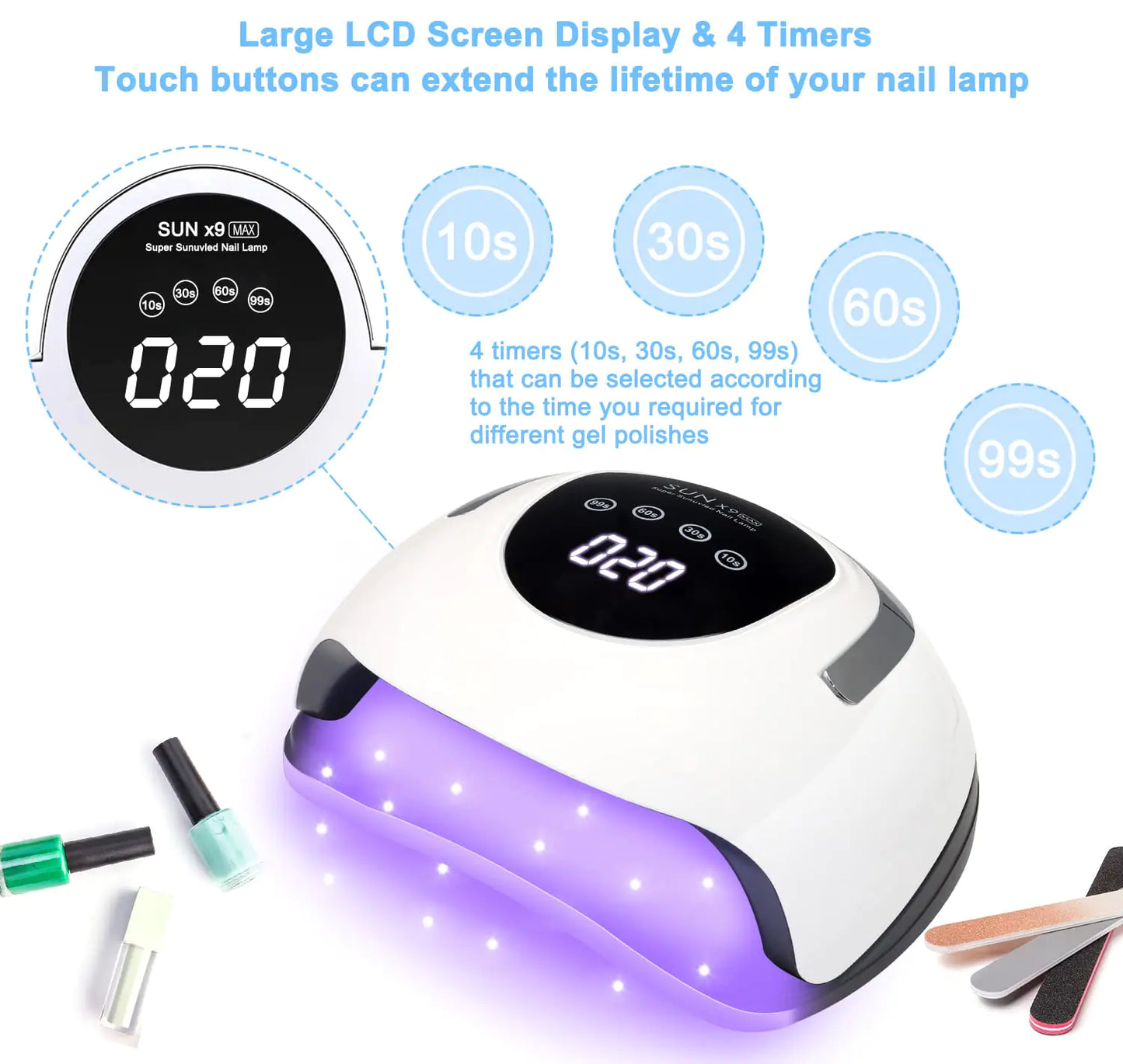 Wisdompark LED Nail Lamp 220W for Gel Nails