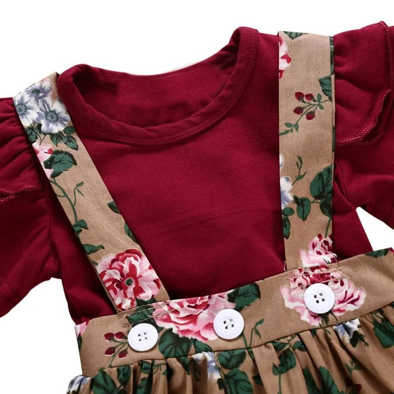 Conjunto de ropa con diadema y vestido con estampado floral para niña