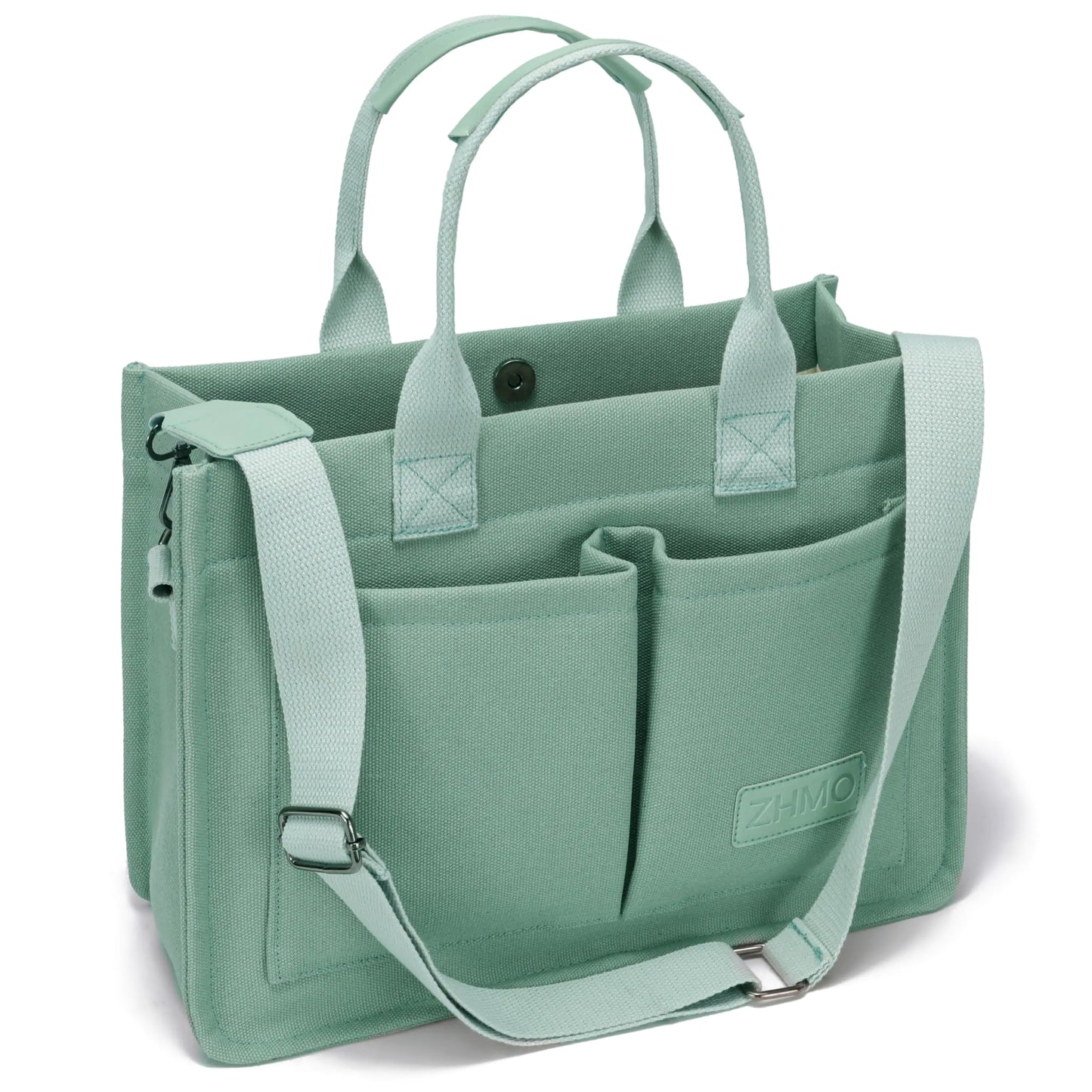 Bolso grande de lona para mujer con bolsillos, bolso cruzado para computadora portátil, bolso de uso diario, bolso de mano para el trabajo, playa, gimnasio, lona verde brillante 