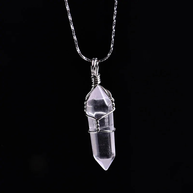 Colgante de punta de cristal de amatista natural: regalo de joyería DIY