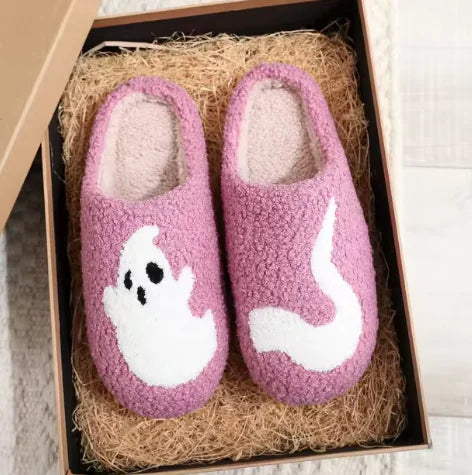 Pantuflas de algodón con forma de fantasma de Halloween para el hogar