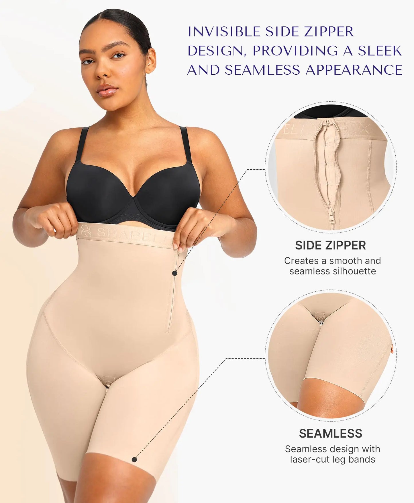 SHAPELLX Shapewear For Women Tummy Control High Waisted Body Shaper Shorts Butt Lifting Shapewear Higher Power Panties 3X-Large A2-beige