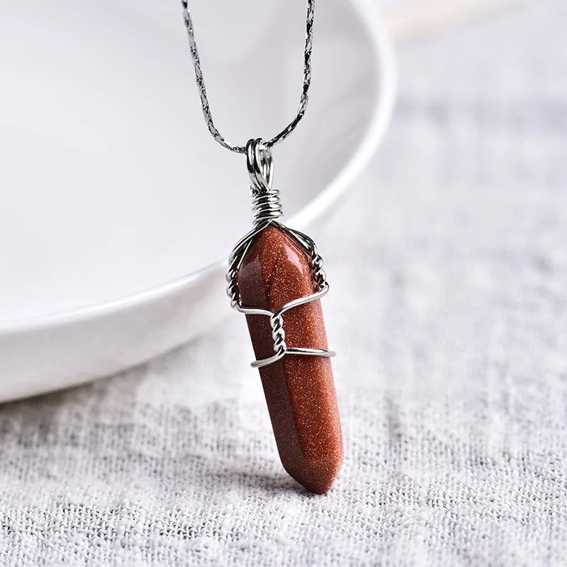 Colgante de punta de cristal de amatista natural: regalo de joyería DIY