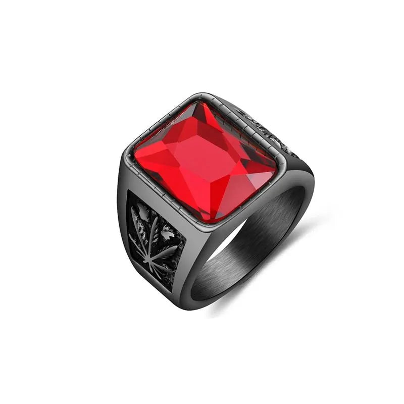 Anillo de acero inoxidable con piedra estilo hip hop para hombre de Jiayiqi