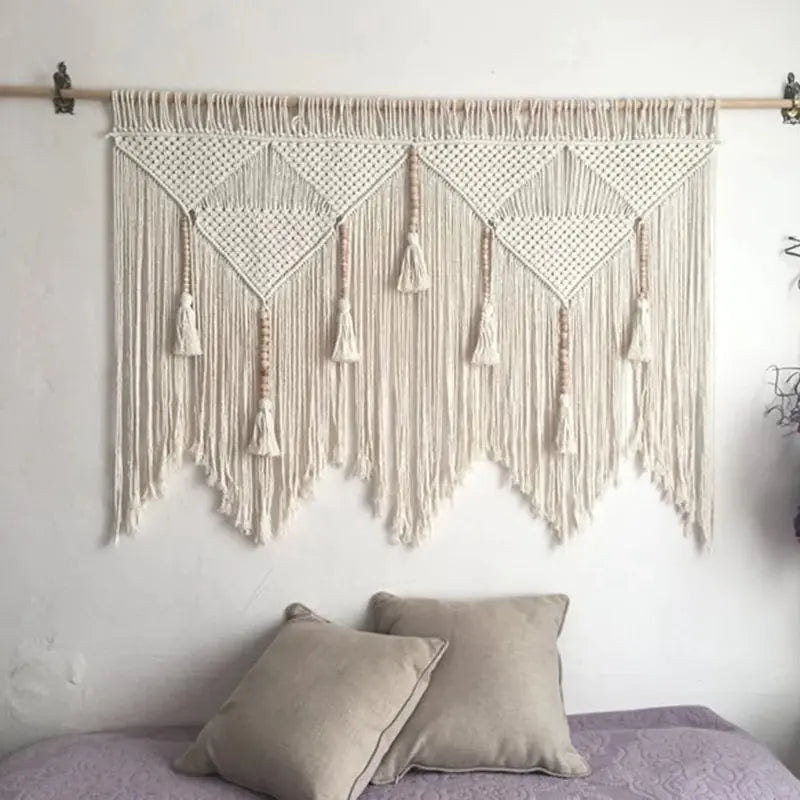 Decoración bohemia tejida a mano para colgar en la pared