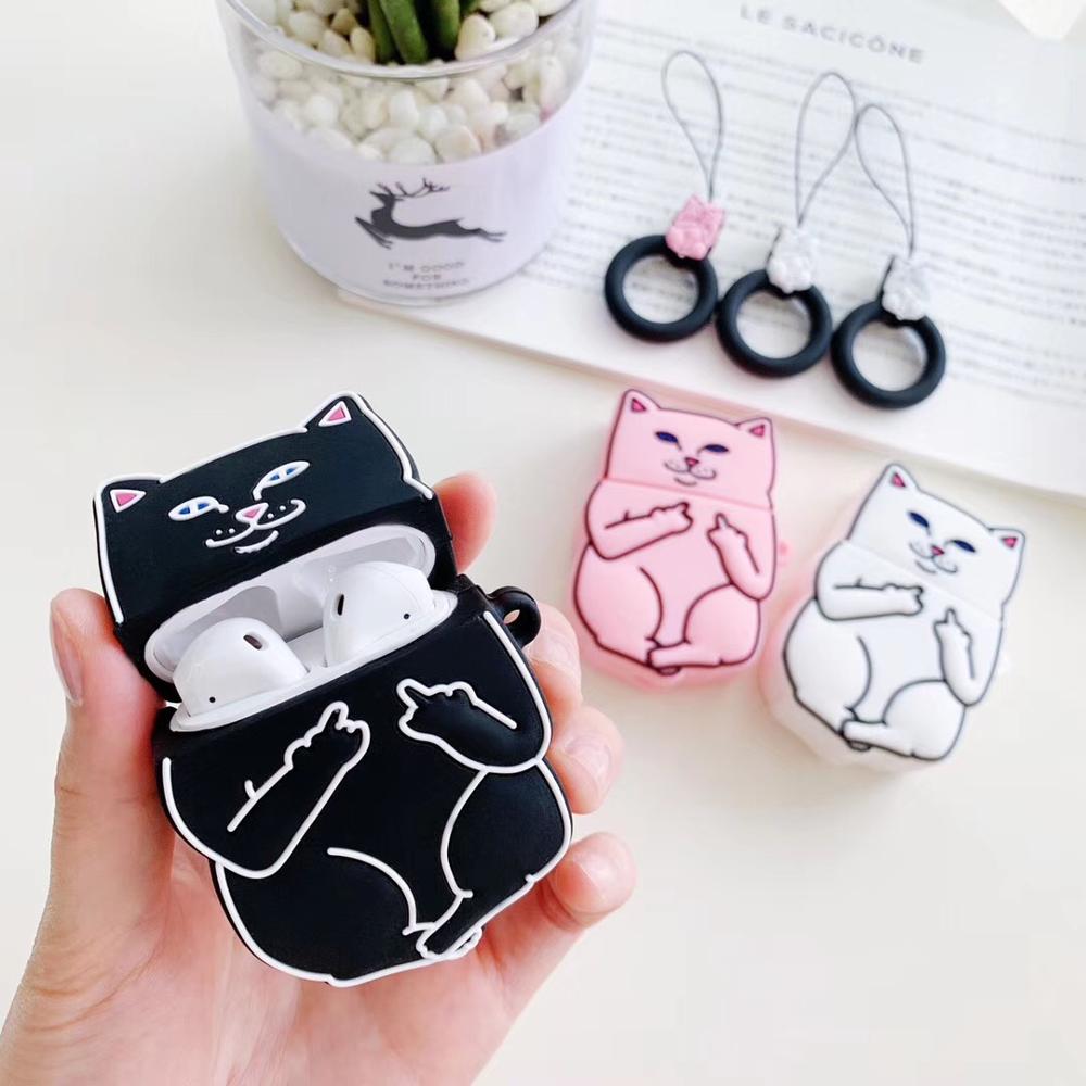 Estuche para AirPods con diseño de gato de dibujos animados