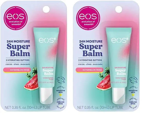 eos 24H Moisture Super Balm- Watermelon Frosé, Lip Mask, Day or Night Lip Treatment, Made for Sensitive Skin, 0.35 fl oz (Pack of 2) Watermelon Frosé 0.35 Fl Oz (Pack of 2)