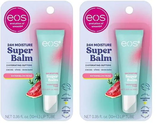 eos 24H Moisture Super Balm- Watermelon Frosé, Lip Mask, Day or Night Lip Treatment, Made for Sensitive Skin, 0.35 fl oz (Pack of 2) Watermelon Frosé 0.35 Fl Oz (Pack of 2)