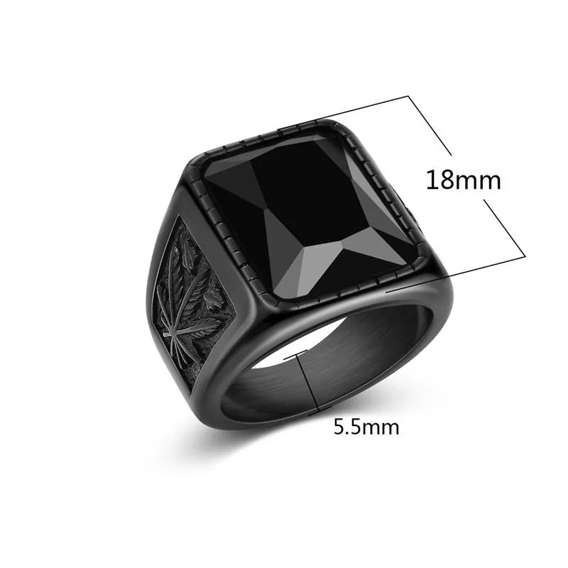 Anillo de acero inoxidable con piedra estilo hip hop para hombre de Jiayiqi