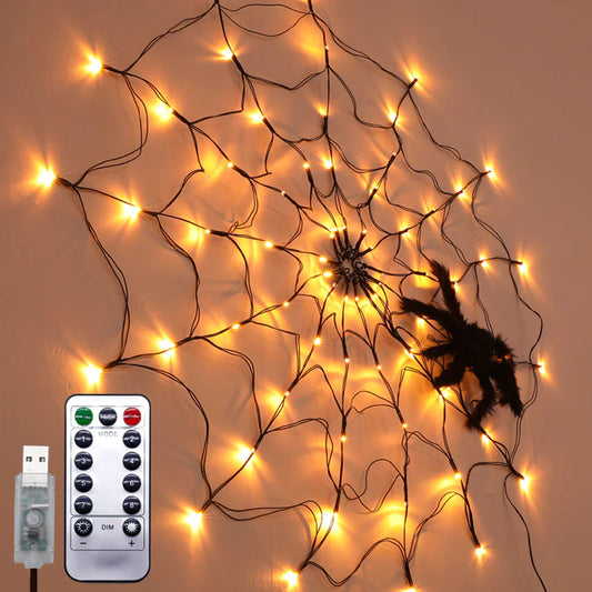 Lámpara LED de telaraña para Halloween para decoración de interiores