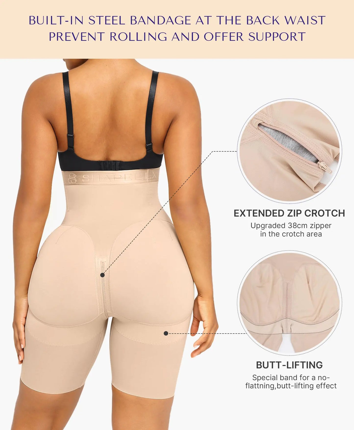 SHAPELLX Shapewear For Women Tummy Control High Waisted Body Shaper Shorts Butt Lifting Shapewear Higher Power Panties 3X-Large A2-beige