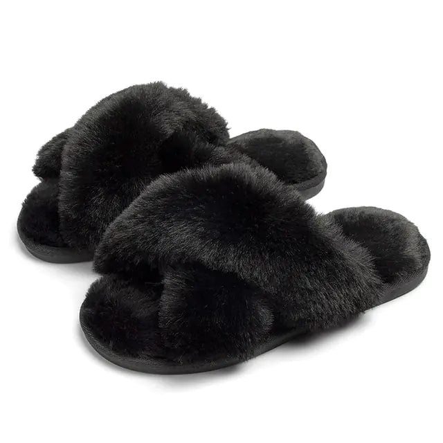 Pantuflas peludas de invierno para mujer para el hogar