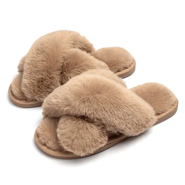 Pantuflas peludas de invierno para mujer para el hogar