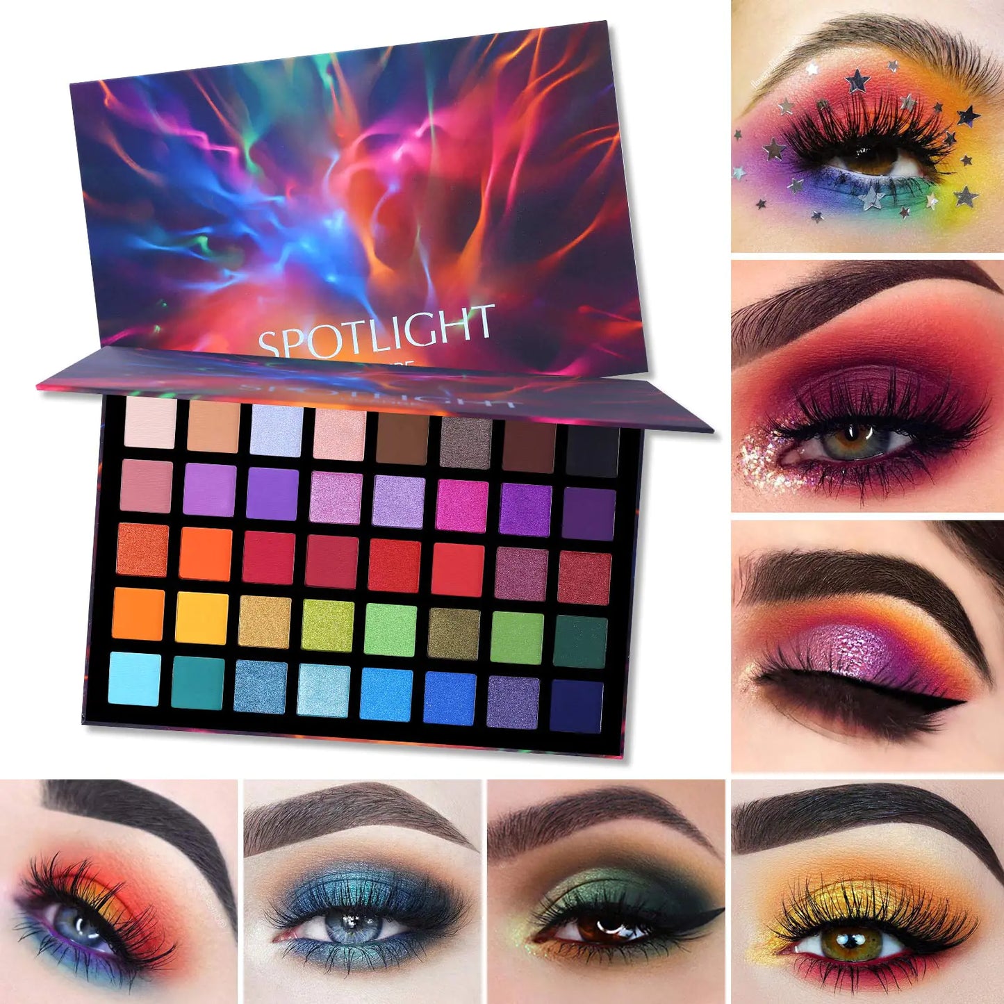 Paleta de sombras de ojos Spotlight de UCANBE, paleta de sombras de ojos profesional de 40 colores, paleta de maquillaje mate brillante, polvos coloridos altamente pigmentados, paleta de sombras de ojos resistente al agua de larga duración A 